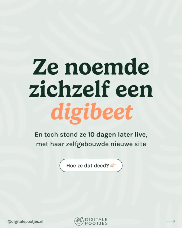 Digibeet zijn en toch in 10 dagen live gaan?

@kristina_boey is het gelukt 🏆

Kristina’s website was zwaar verouderd:
❌️ Het was meer een Word document dan een website.
❌️ Hij paste niet meer bij de groei die Kristina de afgelopen jaren had doorgemaakt.
❌️ Eigenlijk wilde ze hem niet meer delen en was ze er niet trots op.

Ze wist: ik heb een nieuwe site nodig. Maar had te overtuiging dat ze technisch niet handig genoeg was.

Toen kwam Kristina (via een oud-klant van mij) het DIY Websitepakket tegen.

Hierin stond alles al klaar, geen code, geen gedoe: alleen nog maar invullen.

Na een kennismaking voelde ze genoeg vertrouwen om tóch zelf aan de slag te gaan.

En 10 dagen later ging ze al live 🤩

Nu heeft ze een site die bij haar past: rustig, professioneel en duidelijk en een veel betere eerste indruk voor baasjes!

Swipe om de transformatie te zien!

💻 Ook toe aan een site die je met trots naar baasjes stuurt, die zorgt dat zij voor JOU kiezen?

DM me ‘DIY’, dan kijken we samen of het pakket bij je past! 😊