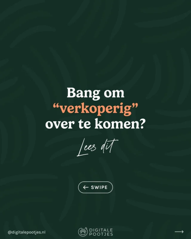 Veel dierenprofs zijn bang om te “verkoperig” over te komen.

En dat zie je terug op de website 👀

Vooral de teksten op websites blijven zo bescheiden, voorzichtig, en worden lekker praktisch gehouden.

Om maar vooral niet ‘vol van jezelf’ te klinken.

En ik snap dat wel. Want je wil ook niet als een gladde markeer klinken.

Die allerlei psychologische trucjes toepast (die je er zelf ondertussen meteen uit pikt 🥱).

Blegh. Ik ook niet!

Maar weet je wat óók niet werkt?
Jezelf kleiner maken.

Alsof je je bijna verontschuldigt dat je bestaat en dat je geld vraagt voor je werk 😅

Het lijkt wel alsof je moet kiezen tussen:
👊🏻 keiharde marketing
🫥 overdreven bescheidenheid

Een middenweg is ook mogelijk 😉 Zonder dat het opschepperig wordt.

Maar ook zonder te doen alsof het allemaal niet zo bijzonder is. Want wat jij doet is wél bijzonder!

Je hebt niet voor niks al die opleidingen en extra cursussen gevolgd. En dit werk is allesbehalve makkelijk.

Misschien wil je het soms zelfs wel opgeven, zo pittig kan het zijn...

Maar jij zet door, jij staat er weer: klaar om baasjes en hun dieren te helpen hun levens fijner te maken.

Dat is goud waard! En dat mag gezien worden op je site.

En nee, je site hoeft niet meteen radicaal anders; je kan klein beginnen. Bijv met een sterkere titel op je homepagina.

Dat is namelijk vaak het eerste dat baasjes van je zien en waar ze die eerste indruk van je krijgen.

Zo zorg je dat baasjes meteen weten dat ze hier goed zitten, dat ze verder scrollen, én verder klikken naar je aanbod.

Zorg daarom dat baasjes direct kunnen zien: “Dit ben ik. Dit doe ik. Dit is wat ik voor jou (en je dier) kan betekenen.”

Dat vinden sommige dierenprofs al lastig. Maar bij deze: je hebt toestemming om dit vol trots bovenaan die homepagina te zetten! 🙏🏻

Wil je ook zien hoe je de rest van de homepagina strategischer inricht?

In mijn gratis Strategische Homepagina Blueprint ontdek je:
✅ Wat je wel (en juist niet) op je homepagina zet
✅ Hoe je een geweldige eerste indruk maakt
✅ Hoe je zorgt dat baasjes doorklikken en sneller klant worden


Reageer met ‘Home’, dan stuur ik hem gratis naar je toe! 😄